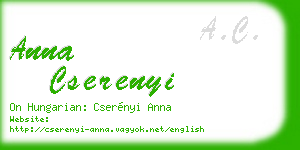 anna cserenyi business card