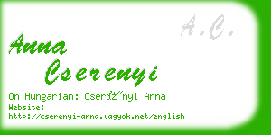 anna cserenyi business card